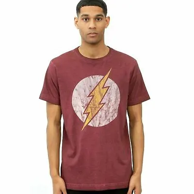 Buy Official DC Comics Mens The Flash Acid Wash T-shirt Red S-2XL • 13.99£