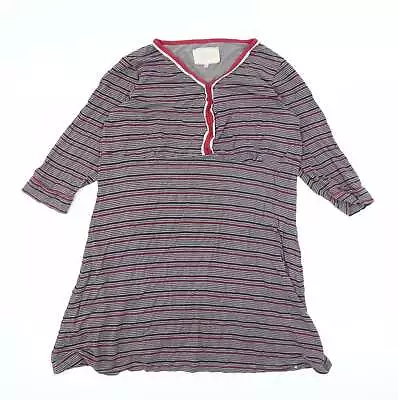 Buy BHS Womens Grey Striped Cotton Top Pyjama Top Size 14 • 6.25£