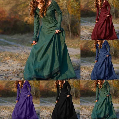 Buy Medieval Vintage Women Queen Long Dress Prom Ball Gown Costume Gothic Clothing • 26.58£