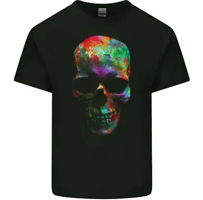Buy Paint Splattered Skull T-Shirt Mens Biker LGBT Rock Music Motorbike Grim Reaper • 9.50£