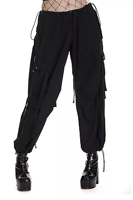 Buy BANNED Apparel Womens Black Gothic Punk Nami Strap Cargo Trousers Pants • 62.99£