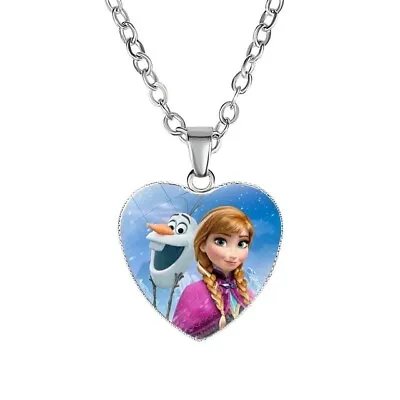 Buy Frozen 2 Anna Elsa Glass Necklace Heart Pendant Charm Jewellery Disney Chain • 5.49£