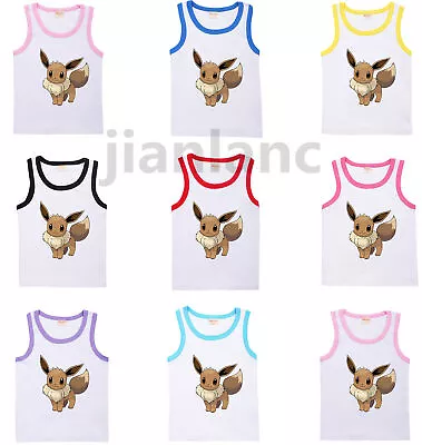 Buy Kids Cartoon Boy Girls Eevee Costume Cosplay Cotton Vest T-Shirt Casual Tee Tops • 6.99£