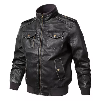 Buy Mens Vintage Leather Jacket Biker Motorcycle Racer Bomber Fashionable Coat • 29.97£