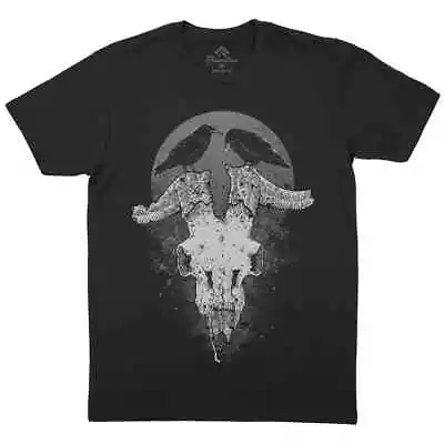 Buy Black Raven Mens T-Shirt Horror Skull Horned Demon Crow Occult Gothic P125 • 13.99£