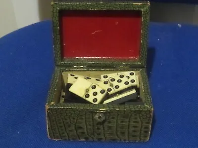 Buy Ebony And Bone Dominoes In A Faux Crocodile Skin Jewellery Box • 14.99£