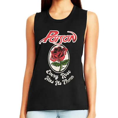 Buy Poison Every Rose Has Its Thorn Women's Muscle Tank Top Metal Rock Band Merch • 23.21£