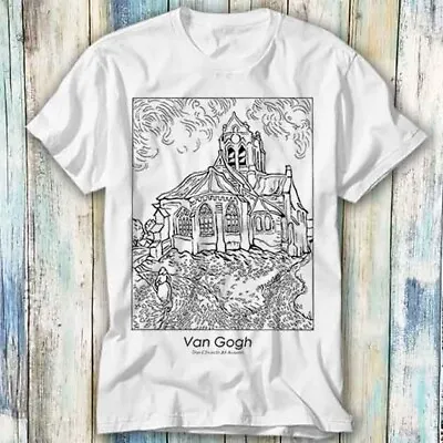 Buy Van Gogh The Church At Auvers One Line T Shirt Meme Gift Top Tee Unisex 1380 • 6.35£