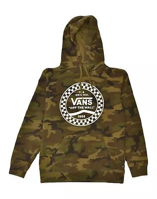 Buy VANS Mens Graphic Hoodie Jumper Medium Khaki Camouflage Cotton GO09 • 20.65£