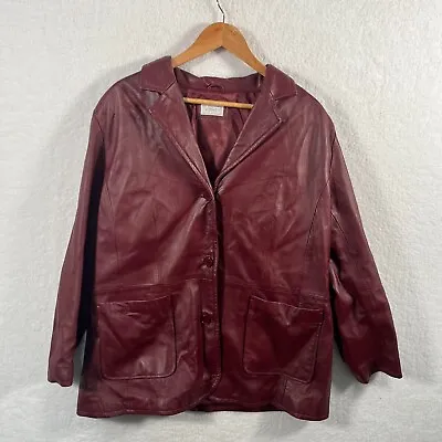 Buy Vintage Classics Women’s Leather Jacket Burgundy Size 22 • 29.99£