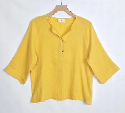 Buy Hush Yellow Double Layer Cheesecloth Cotton Oversized Shirt Top Size 8/10 • 23.99£