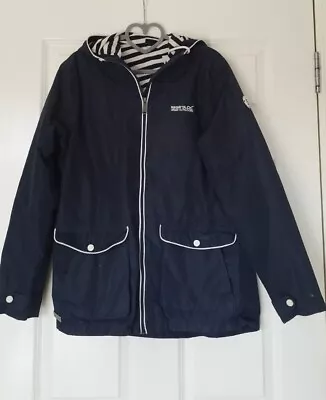 Buy Blue Jacket Windbreaker Navy Blue White REGATTA SIZE 12 Pockets Hood Lined  • 9.99£