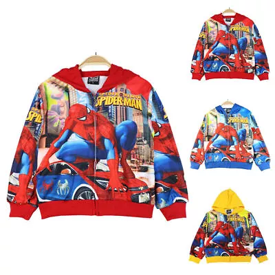 Buy Kid Boys Spiderman Hoodie Zip Up Jacket Long Sleeve Hooded Coat Outwear Top • 12.87£