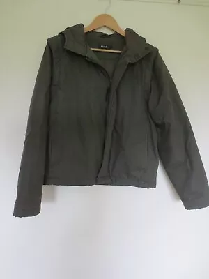 Buy Reiss Smart Mens Jacket M Hooded Hybrid Zip-off Sleeves Olive Green Back Pockets • 14.99£