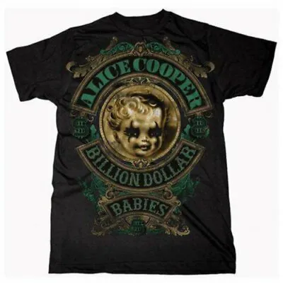 Buy Official Alice Cooper T Shirt Billion Dollar Baby Crest Black Mens Classic Rock • 14.88£