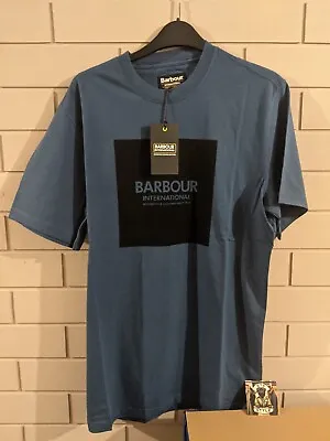 Buy Barbour Intl BLOCK Slim Fit T-Shirt (MID BLUE) 20.5  PitToPit (LARGE) RRP £29.95 • 20.99£