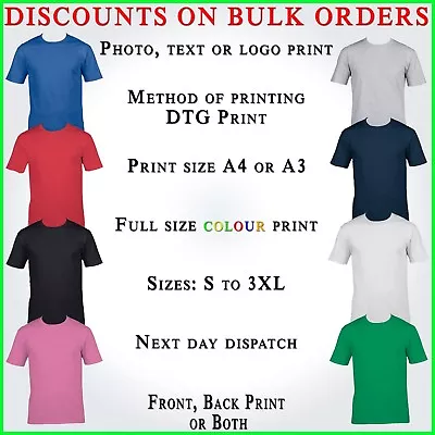 Buy Your Image Text Photo Here Custom T Shirt Printing Personalised Stag Hen Party • 14.99£