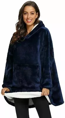 Buy Unisex Hoodie Blanket Reversible Oversized Plush Sherpa Giant Hooded Sweatshirt  • 13.99£