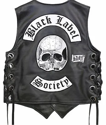 Buy Zakk Wylde Black Label Society Biker Genuine Leather Vest Jacket BLS Patches • 22£