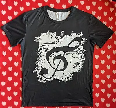 Buy New Musical Notes Short Sleeved T-shirt/top - Size 14 - Rock Chick, Concert, Gig • 14.99£