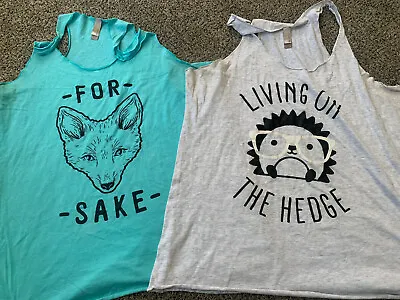 Buy 2 Womens Tanks Funny Living On The Hedge, For Fox Sake Activewear • 5.73£