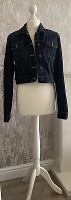 Buy NEXT Denim Long Sleeve Cropped Short Jacket Dark Blue Ladies Size 12 • 18£