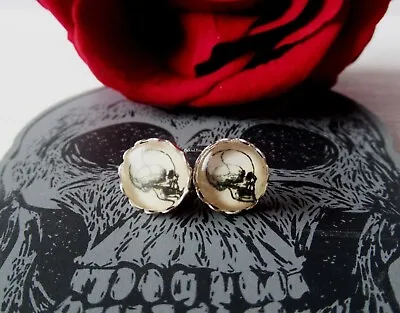 Buy Skull Stud Earrings, Spooky Gothic Skeleton Head Earrings, Alt Jewellery Gift • 11.99£