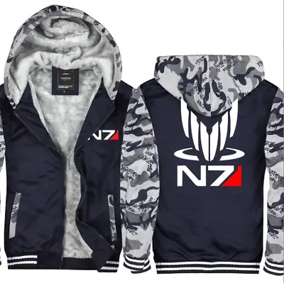 Buy Mass Effect N7 Winter Thick Zipper Jacket Mens Fashion Fleece Warm Sweatshirts • 44.39£