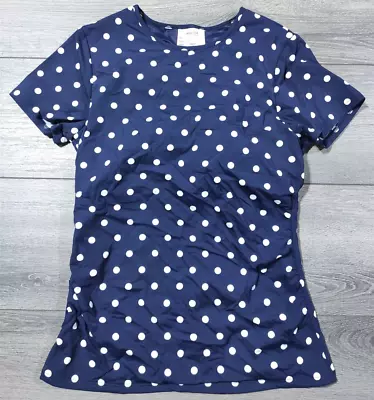 Buy Swim Shirt Womens Size 4 Tall Dark Blue Navy Polka Dot Preowned Swimwear • 11.99£
