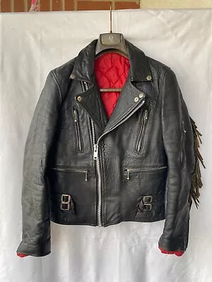 Buy Vintage Biker Leather Jacket Motorcycle Black Punk Rock Indie 34-36 XS-S Skinny • 125£