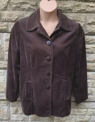 Buy Ladies Per Una Brown Thick Cord Button Up Lined Blazer Jacket Coat UK 14 • 9.99£
