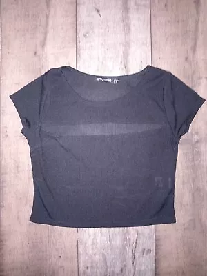 Buy Plt Black Cut Out Cropped Top UK 10-12  • 1.69£