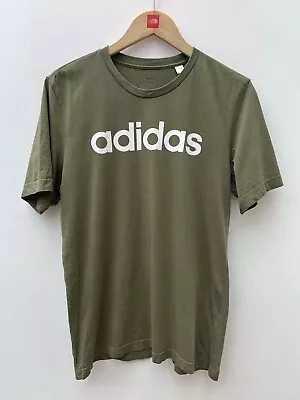 Buy Adidas Essentials Men’s T-Shirt Spellout Logo DU0412 Army Green - Size M Medium • 9.99£