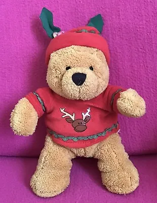Buy Disney Christmas Winnie The Pooh In Reindeer Jumper Beanie Soft Plush Toy 5-7” • 5.99£