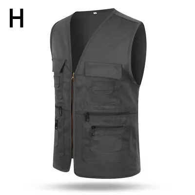 Buy Men's Body Warmer Multi Pocket Outdoor Zip Up Work Vest Sleeveless Jacket Casual • 11.63£