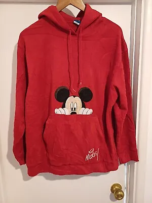 Buy Vintage Disney Mickey Mouse Red Pullover Hoodie Fleece Embroidered 1XL P2P 25  • 7£