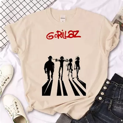 Buy Gorillaz Women's T-Shirt (Anime, Short Sleeve, Streetwear, Tie-String, Cool) • 17.99£