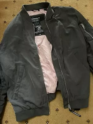 Buy Ladies Superdry Bomber Jacket Grey Pink Size M • 30£