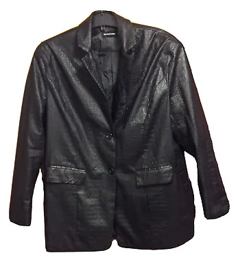 Buy Prettylittlething Faux Croc Leather Oversized Jacket UK 8 Black Smart Lined VGC • 7.95£