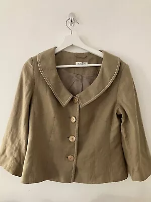Buy Kaliko Beige Brown Linen Ladies Jacket UK 12 3/4 Sleeves • 9£