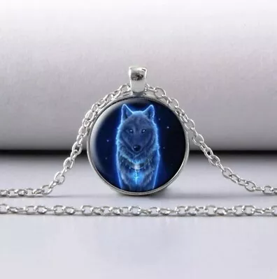 Buy Mens Silver Wolf Necklace - Glow In The Dark Pendant - Gothic Jewellery • 9.99£