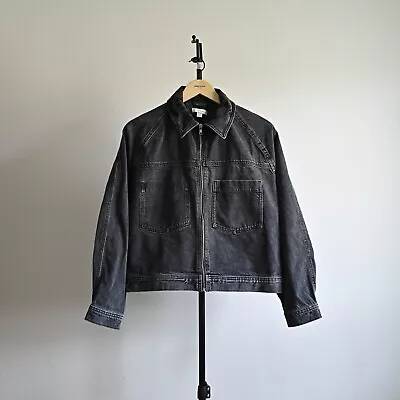 Buy Topshop Boxy Crop Denim Jacket Washed Black - Size Small / 8 UK • 12£