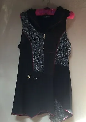 Buy Vanite Couture Womens Patchwork Sleeveless Asymmetric Hoodie Tunic Small Black • 92.77£