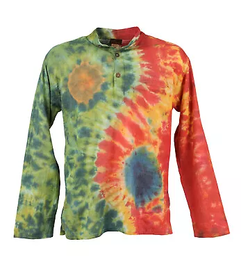 Buy Men's Yin And Yang Tie Dye Grandad Shirt, Sizes S - 5XL Hippy Cotton Shirt • 21.99£