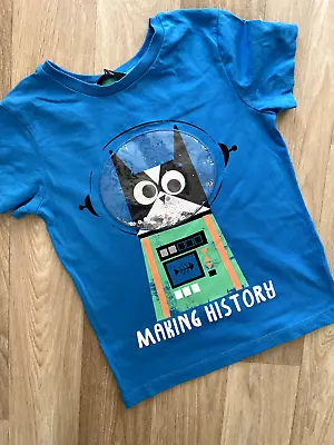 Buy Young Boy Age 4-5 Years George Blue Short Sleeve Astronaut Cat T-shirt Sequins • 2£