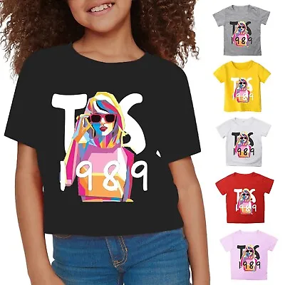 Buy Taylor Girls Soft Short Sleeve Crew Neck T Shirts 5 Color Printed T Shirt Tops • 6.94£