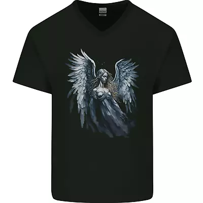 Buy A Gothic Guardian Angel Fantasy Goth Mens V-Neck Cotton T-Shirt • 9.99£
