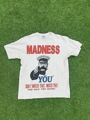 Buy Madness T-Shirt Mens Medium White Suggs Ska Don’t Watch That Watch This! • 28£