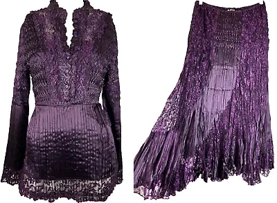 Buy XL NWT General Apparel Purple Witchy Gypsy Pleat Top Skirt Dress • 47.35£