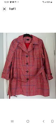 Buy LADIES NEW, RED CHECKED, COLLARED & BELTED JACKET By MARKS & SPENCER, SIZE 22 UK • 29.99£